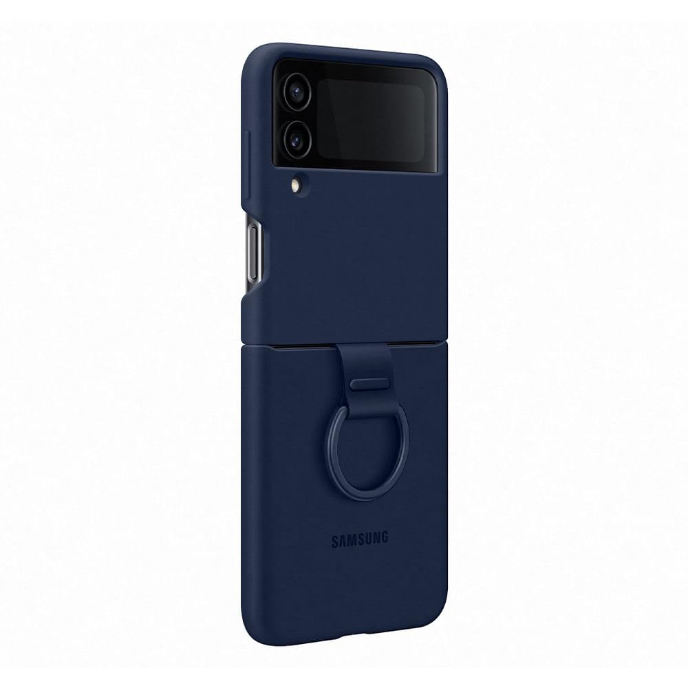 Foto 4 pulgar | Funda Para Teléfono Samsung Galaxy Z Flip4 De Silicona Con Anillo Azul Marino - Venta Internacional.