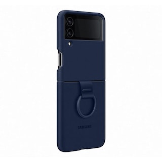 Foto 3 | Funda Para Teléfono Samsung Galaxy Z Flip4 De Silicona Con Anillo Azul Marino - Venta Internacional.