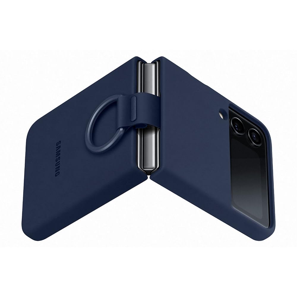 Foto 5 pulgar | Funda Para Teléfono Samsung Galaxy Z Flip4 De Silicona Con Anillo Azul Marino - Venta Internacional.
