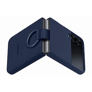 Foto 4 | Funda Para Teléfono Samsung Galaxy Z Flip4 De Silicona Con Anillo Azul Marino - Venta Internacional.
