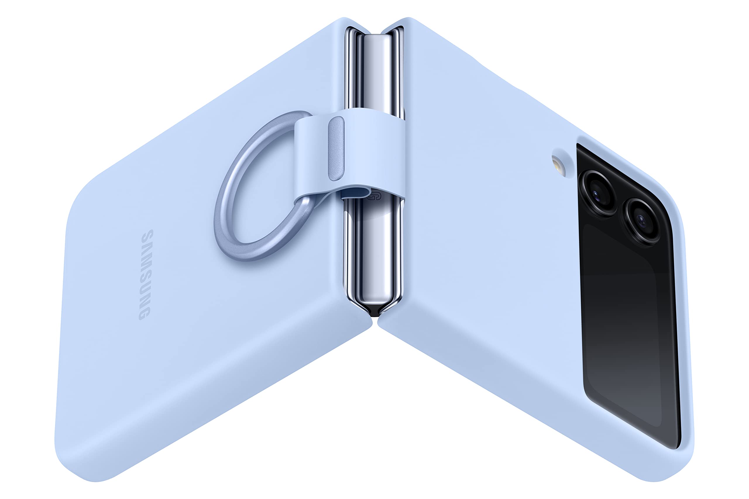 Foto 6 pulgar | Funda Para Teléfono Samsung Galaxy Z Flip4 De Silicona Con Anillo Azul - Venta Internacional.