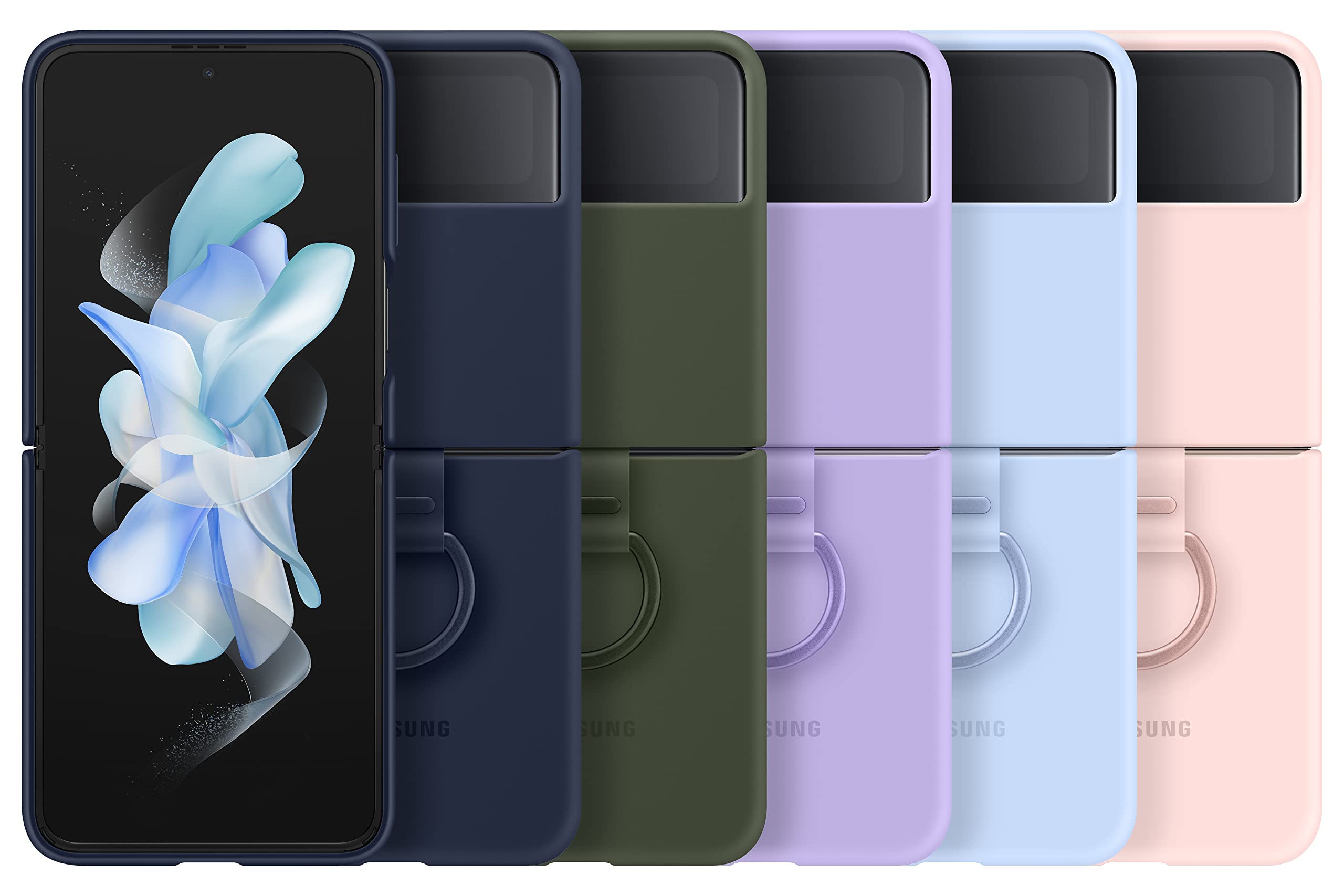 Foto 8 pulgar | Funda Para Teléfono Samsung Galaxy Z Flip4 De Silicona Con Anillo Azul - Venta Internacional.