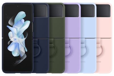 Foto 7 | Funda Para Teléfono Samsung Galaxy Z Flip4 De Silicona Con Anillo Azul - Venta Internacional.