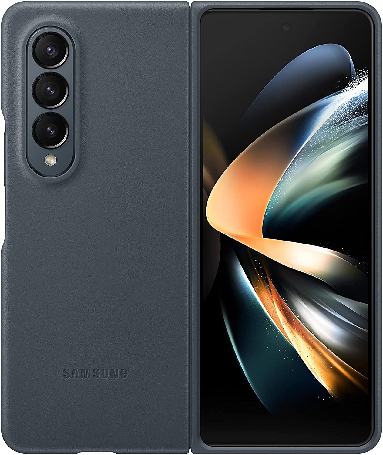 Funda De Piel Para Samsung Galaxy Z Fold 4, Color Gris Y Verde - Venta Internacional.
