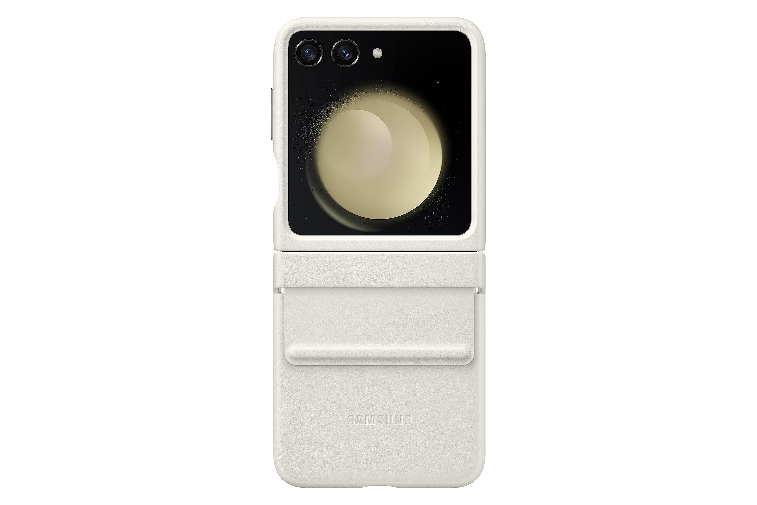 Foto 2 pulgar | Funda De Piel Ecológica Con Solapa Para Samsung Galaxy Z Flip5, Color Crema - Venta Internacional.
