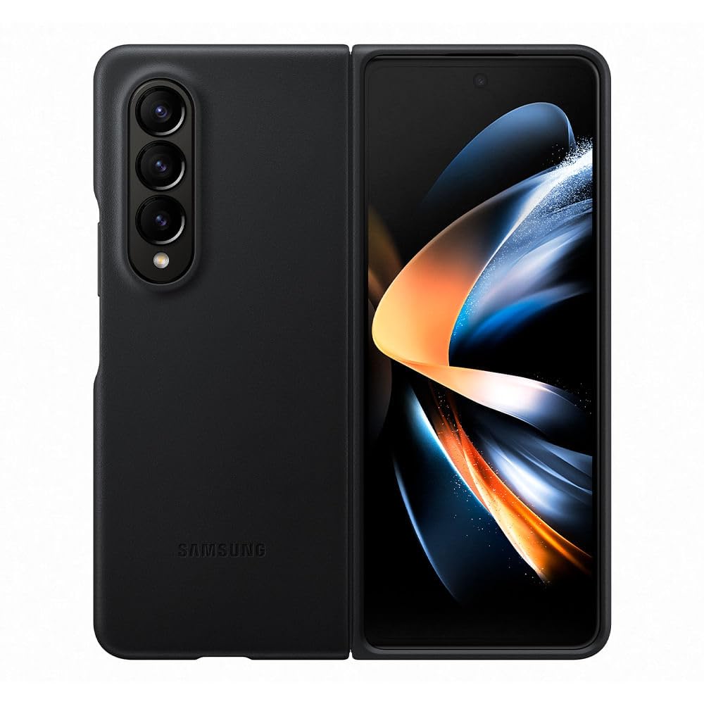 Funda De Piel Negra Oficial Para Samsung Galaxy Z Fold4 - Venta Internacional.