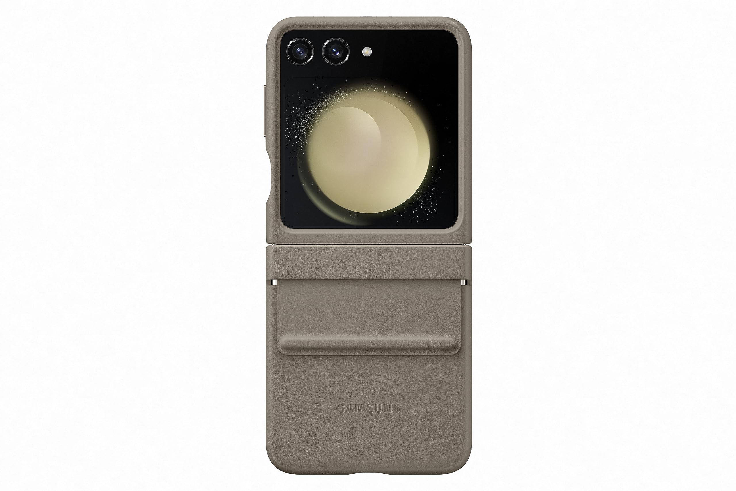 Foto 1 | Funda Samsung Galaxy Con Solapa Oficial De Piel Ecológica Z Flip5 Etoupe - Venta Internacional.
