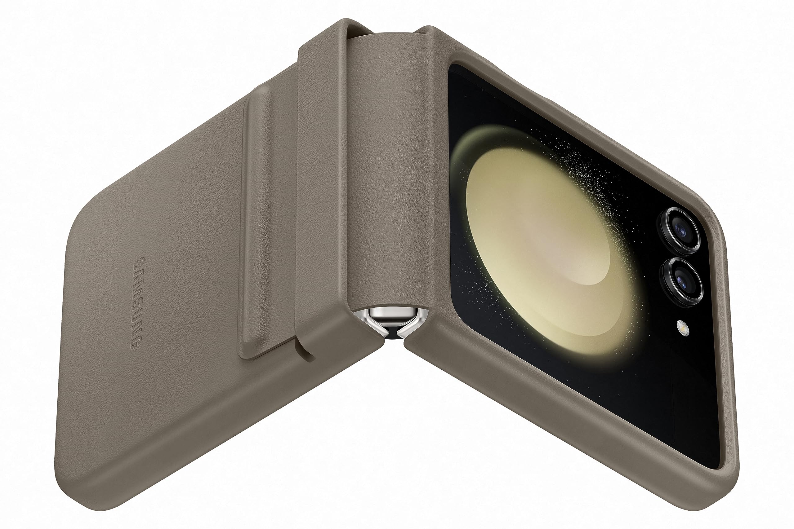 Foto 4 pulgar | Funda Samsung Galaxy Con Solapa Oficial De Piel Ecológica Z Flip5 Etoupe - Venta Internacional.