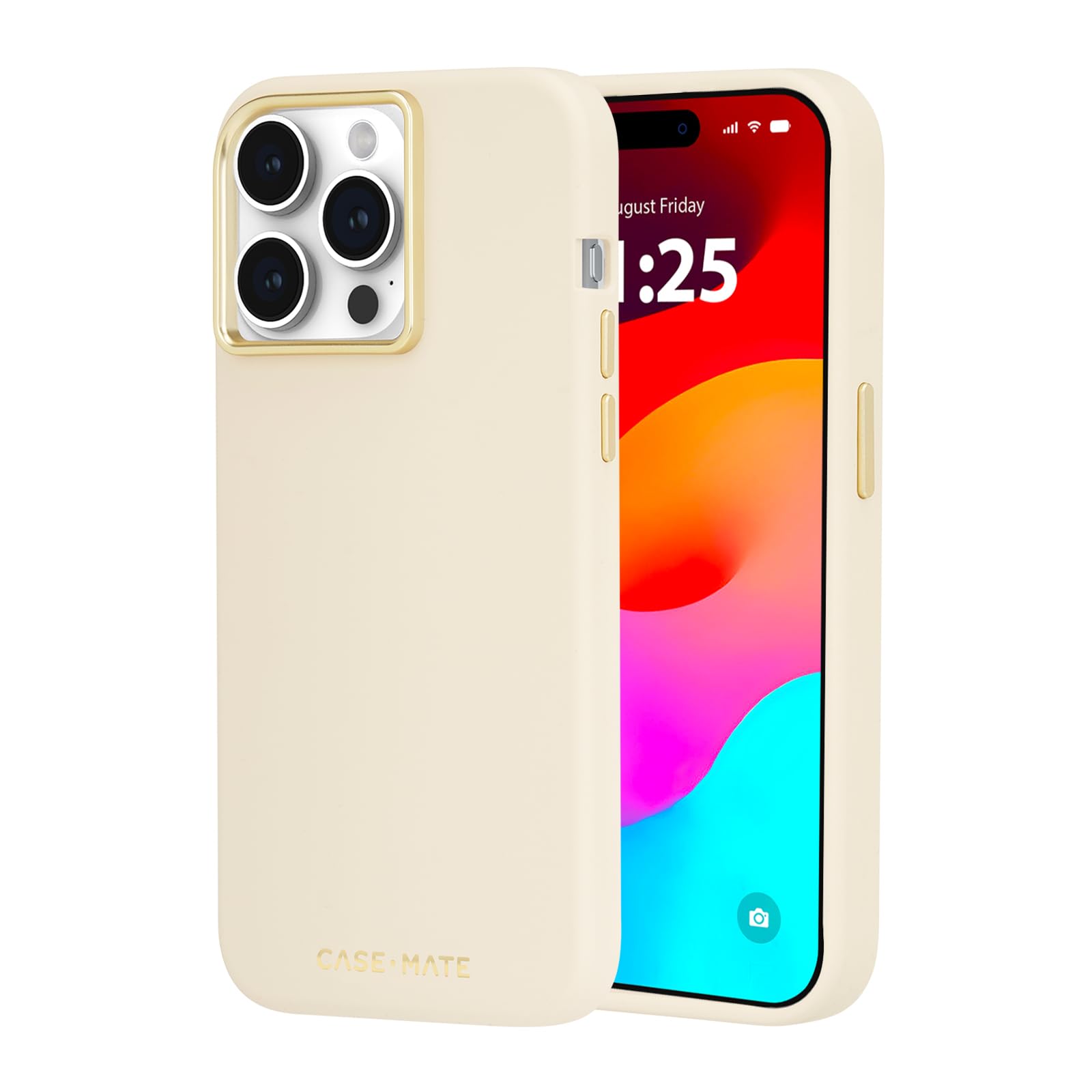 Foto 2 pulgar | Funda De Silicona Case-mate Para Iphone 15 Pro Max, Color Beige - Venta Internacional.