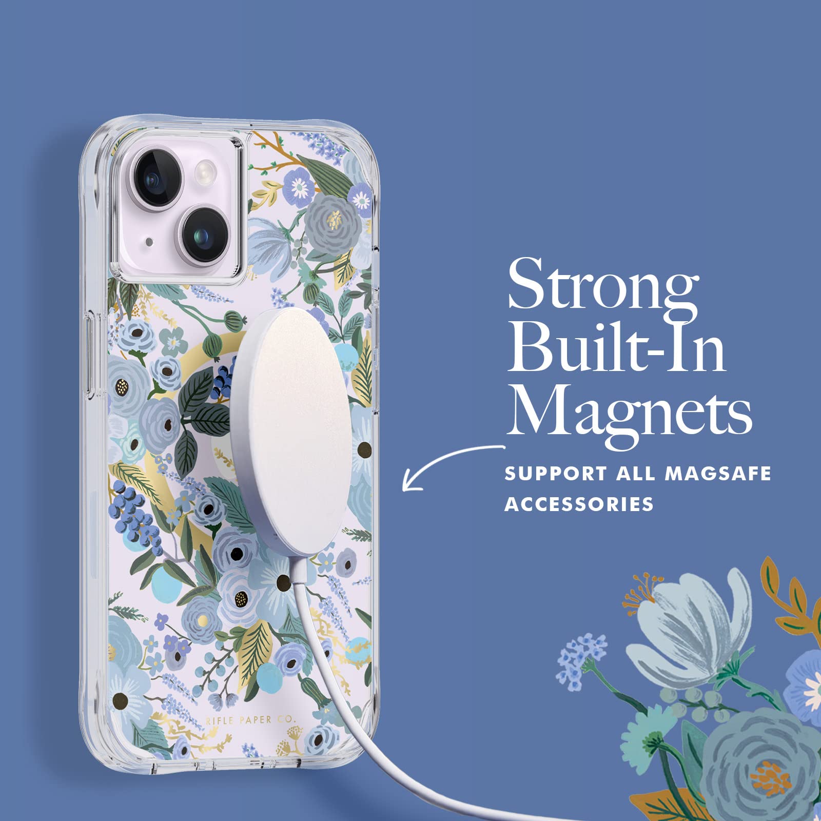 Foto 4 pulgar | Funda Para Teléfono Case-mate Rifle Paper Co. Iphone 14/13 De 6.1 Pulgadas, Azul - Venta Internacional.