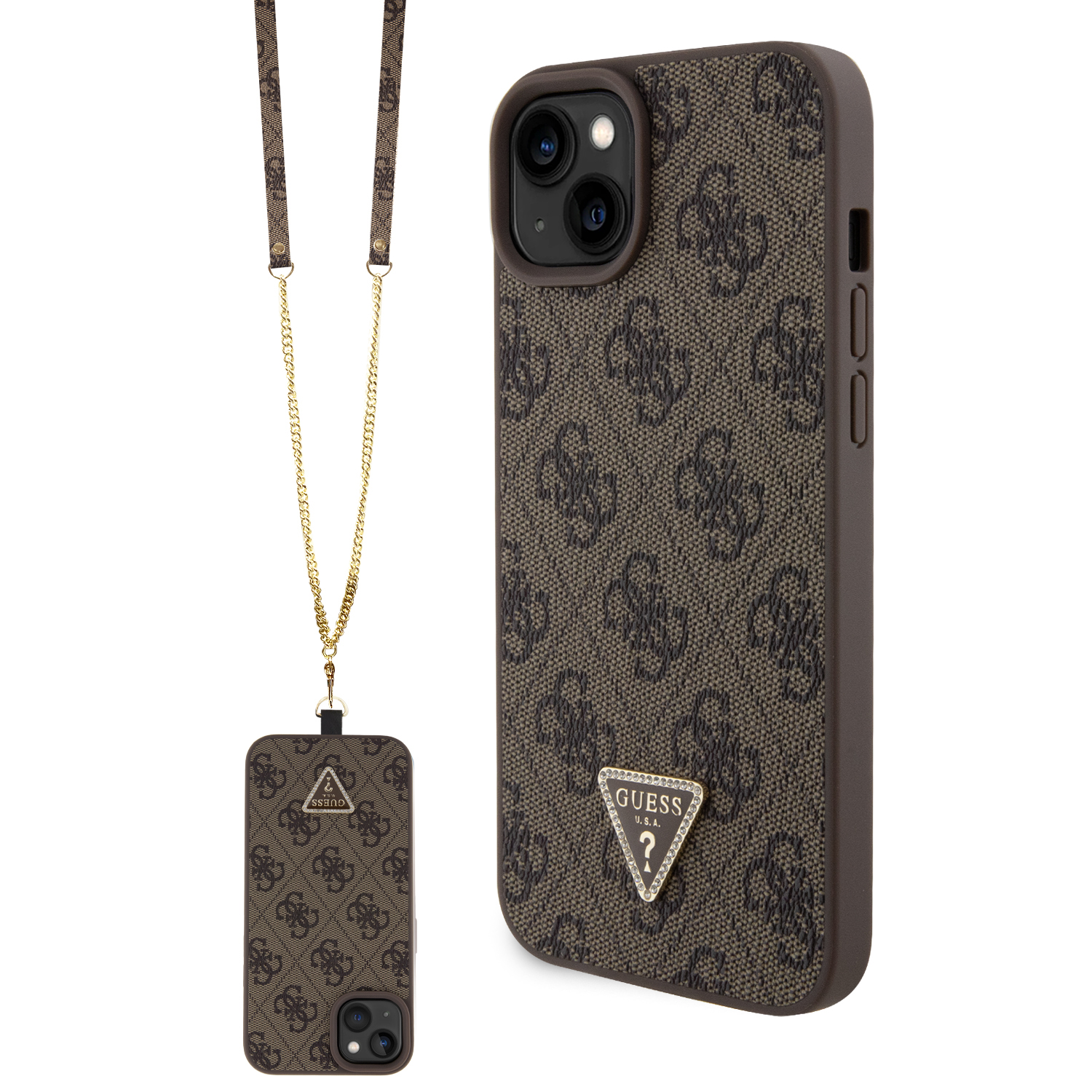 Funda Guess 4G Crossbody para iPhone 15 Plus - Café