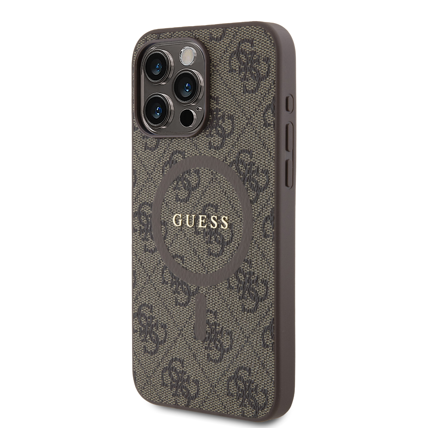 Foto 3 pulgar | Funda Guess 4g Logo Clásico Para Iphone 15 Pro Max - Café