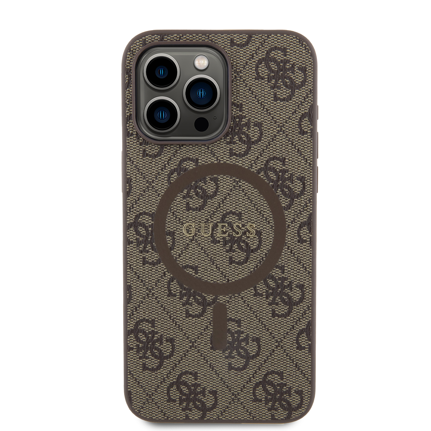 Foto 4 pulgar | Funda Guess 4g Logo Clásico Para Iphone 15 Pro Max - Café