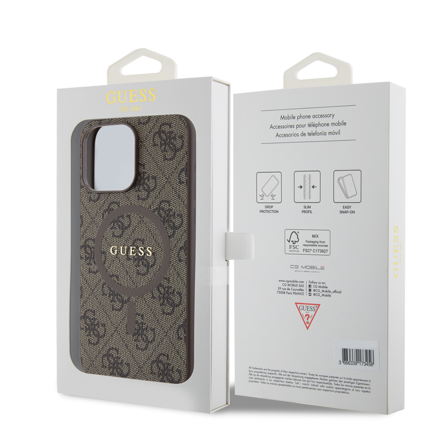 Foto 9 pulgar | Funda Guess 4g Logo Clásico Para Iphone 15 Pro Max - Café