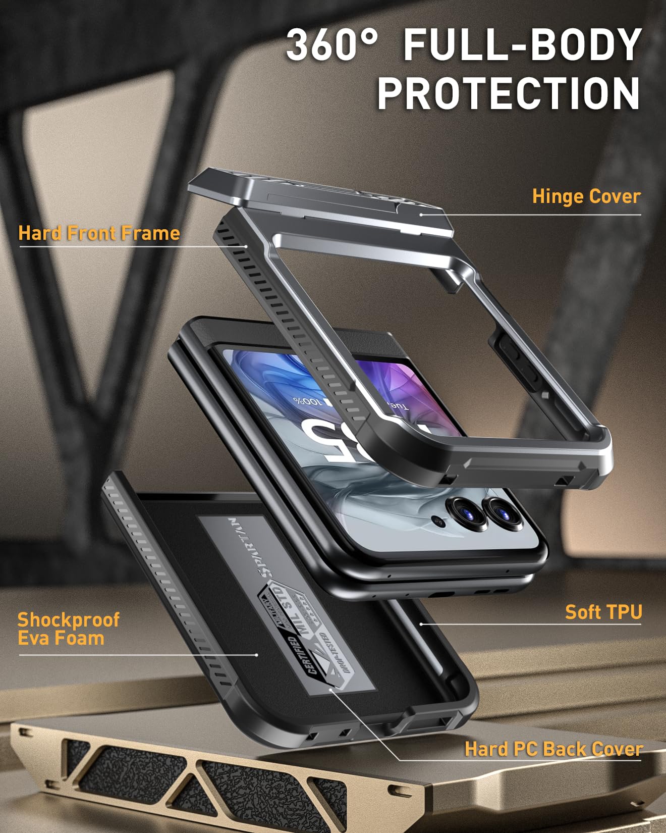 Foto 4 pulgar | Funda Poetic Spartan para Motorola Moto Razr 2024 con Soporte - Venta Internacional