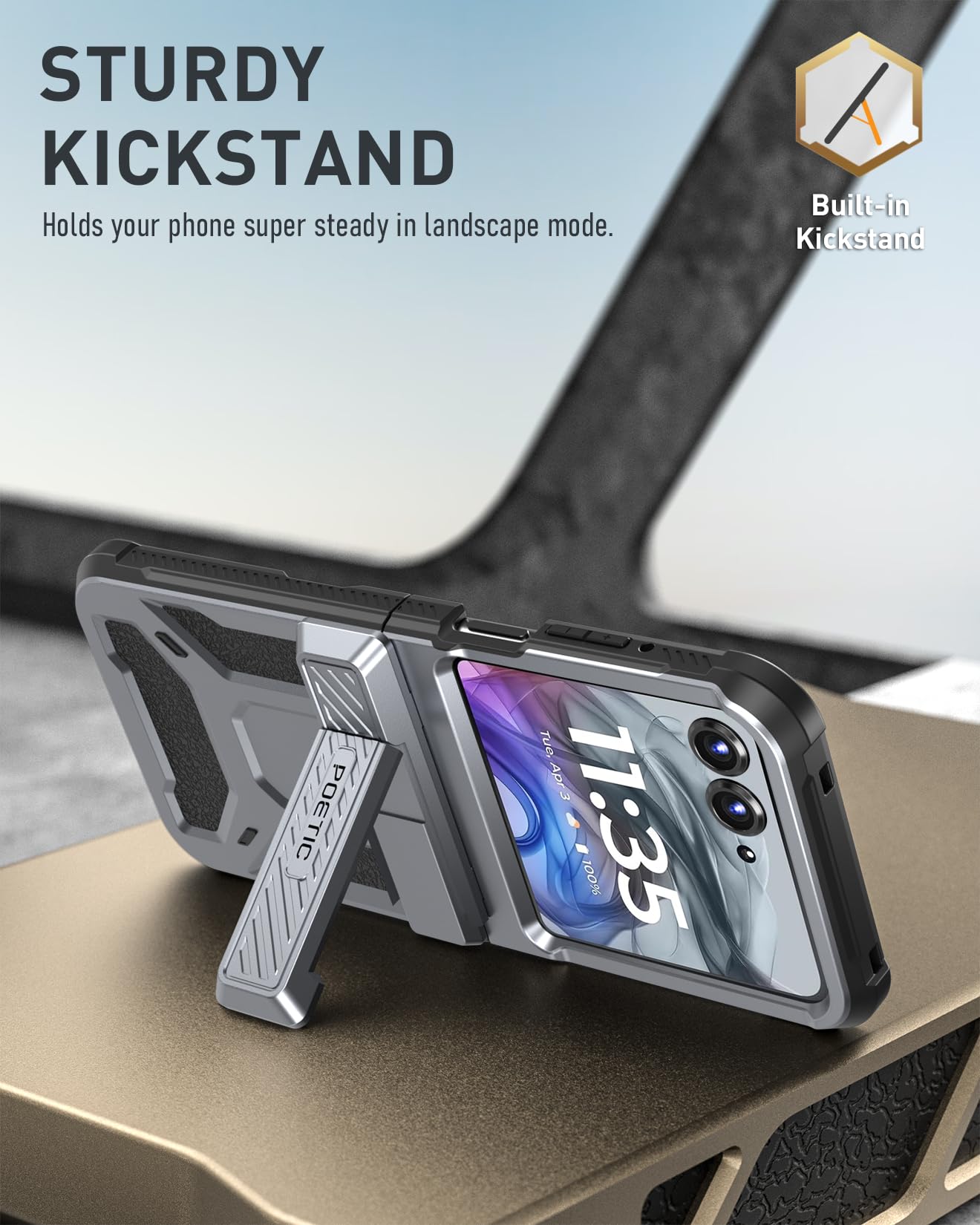 Foto 5 pulgar | Funda Poetic Spartan para Motorola Moto Razr 2024 con Soporte - Venta Internacional