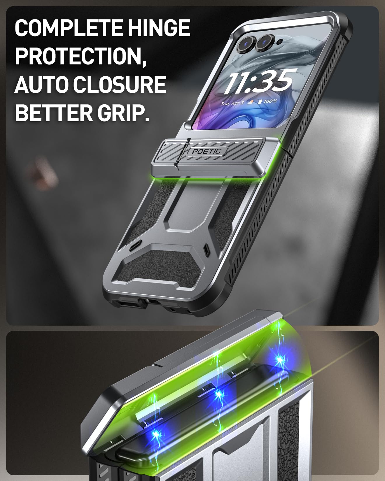 Foto 6 pulgar | Funda Poetic Spartan para Motorola Moto Razr 2024 con Soporte - Venta Internacional