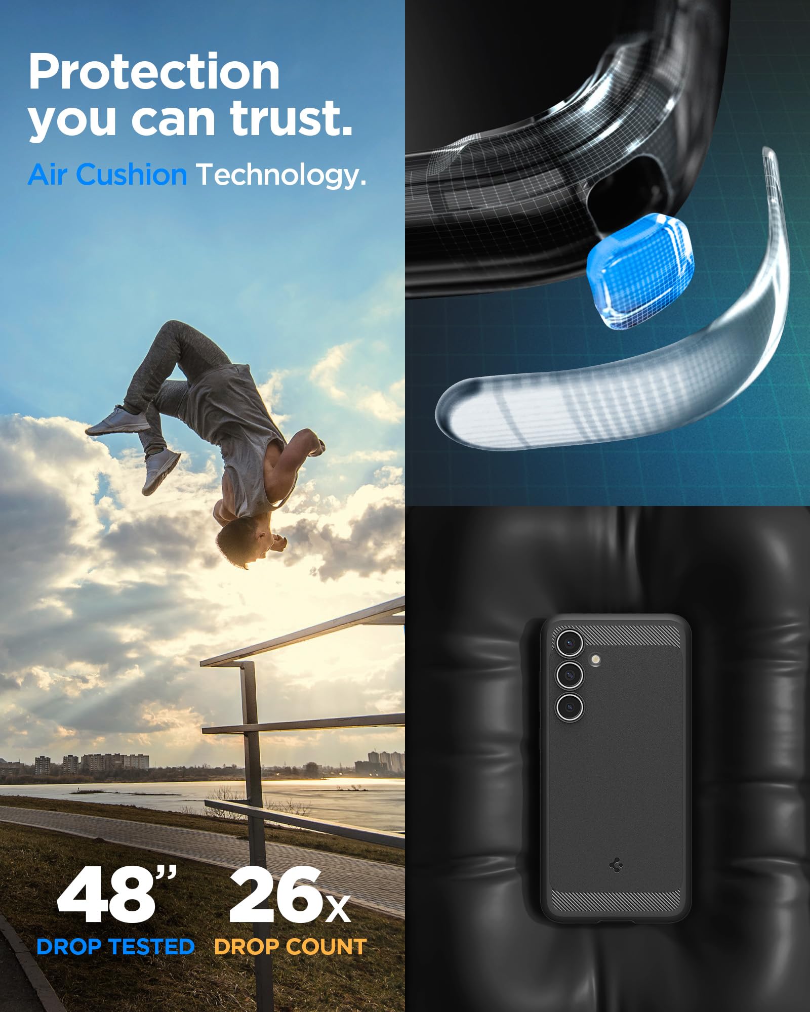 Foto 4 pulgar | Funda Spigen Rugged Armor Para El Galaxy S24 Fe 2024, Color Negro Mate - Venta Internacional.