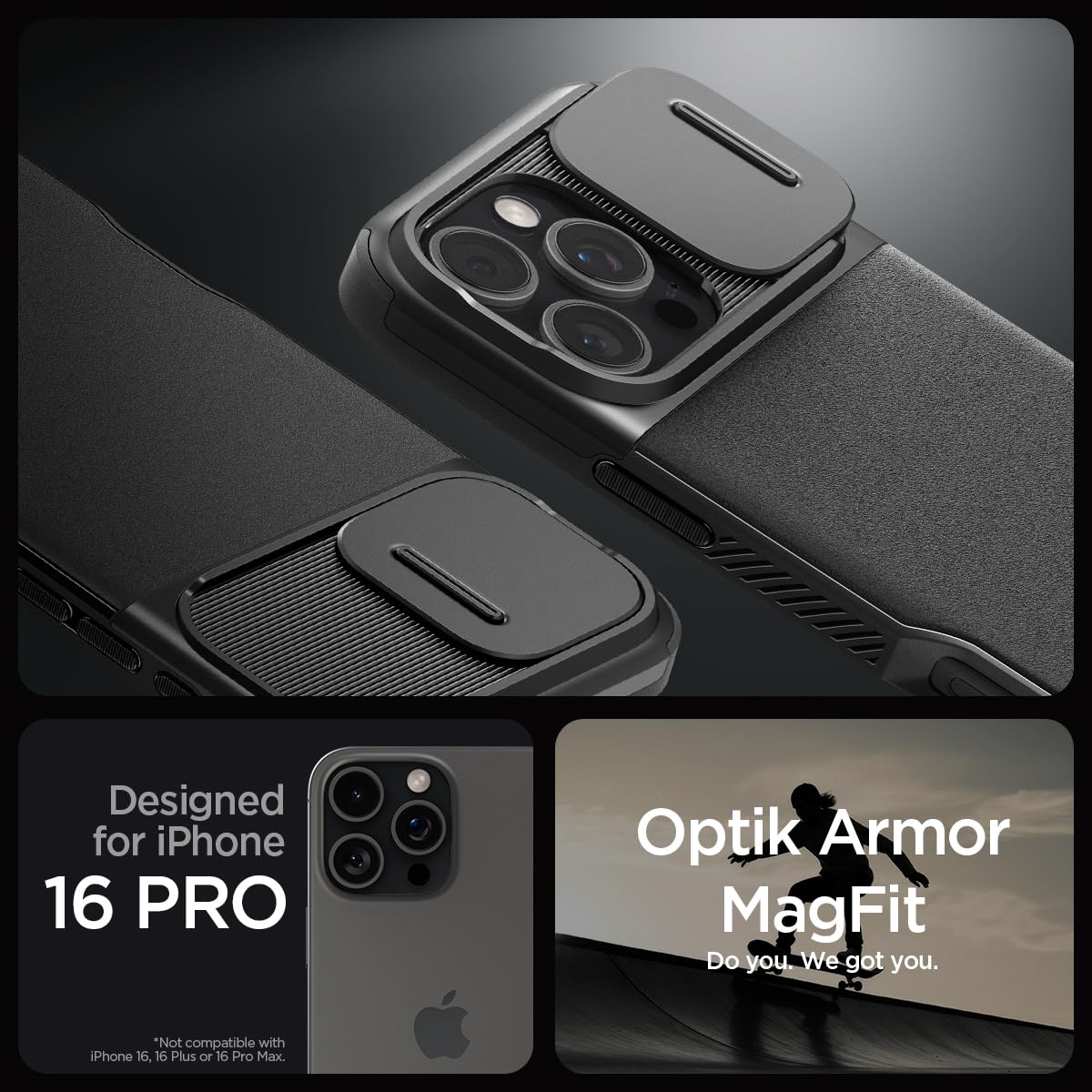 Foto 2 | Funda Spigen Optik Armor Magfit Para Iphone 16 Pro, Color Negro - Venta Internacional.
