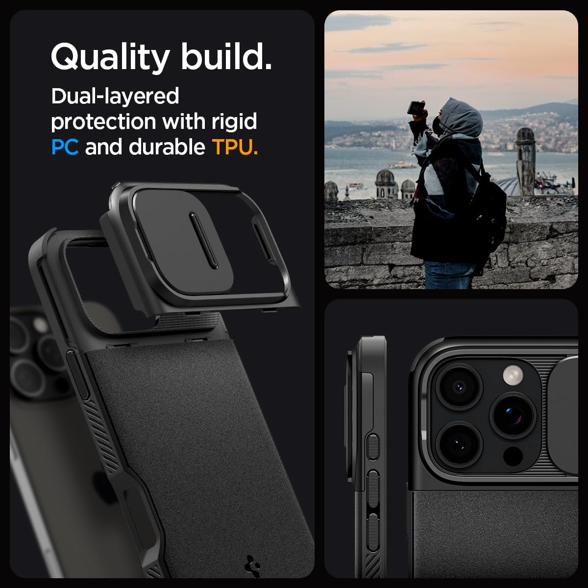 Foto 6 pulgar | Funda Spigen Optik Armor Magfit Para Iphone 16 Pro, Color Negro - Venta Internacional.