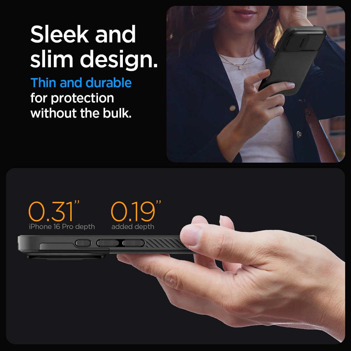 Foto 8 pulgar | Funda Spigen Optik Armor Magfit Para Iphone 16 Pro, Color Negro - Venta Internacional.