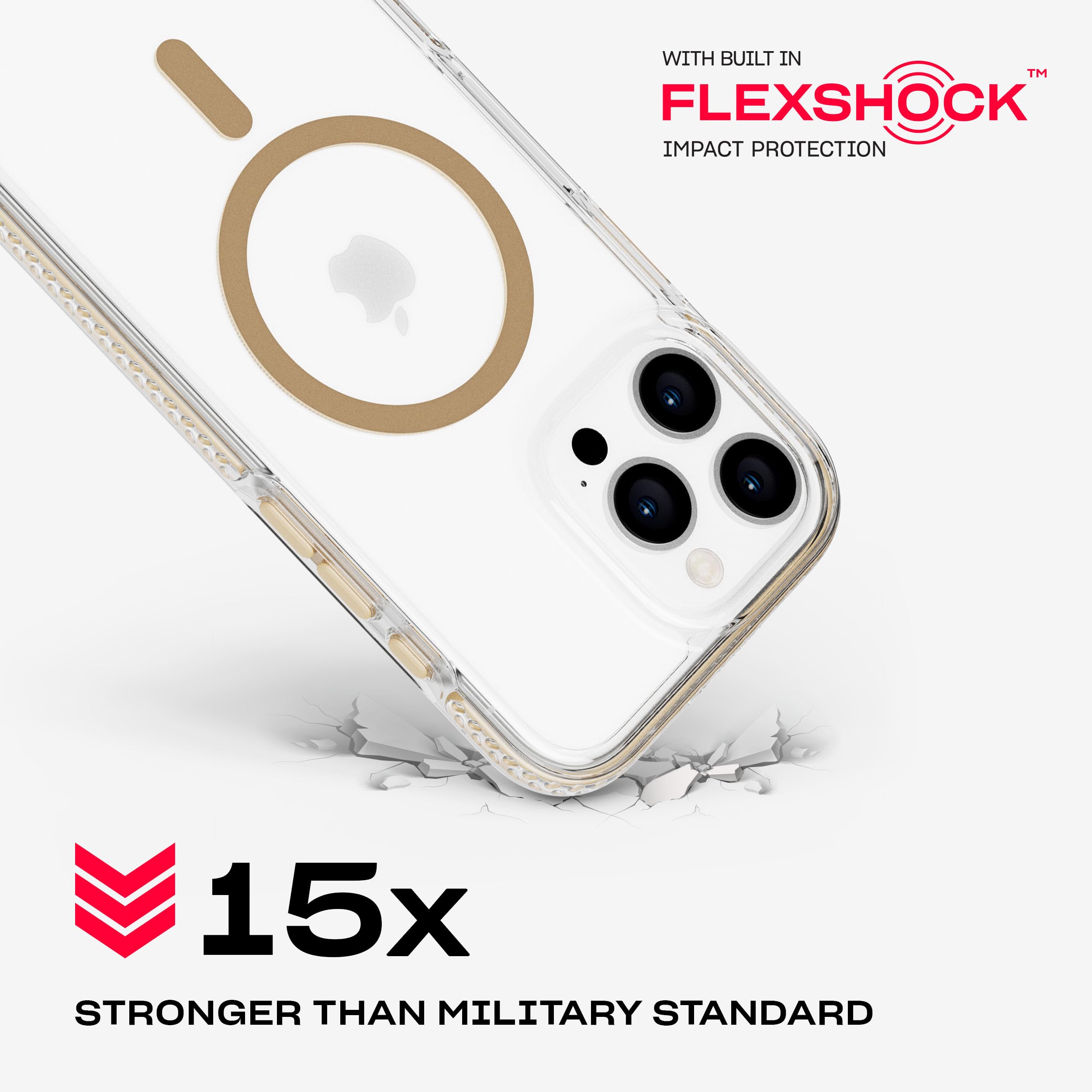 Foto 4 pulgar | Funda De Teléfono Tech21 Evocrystal Para Iphone 16 Pro Max Gold - Venta Internacional.