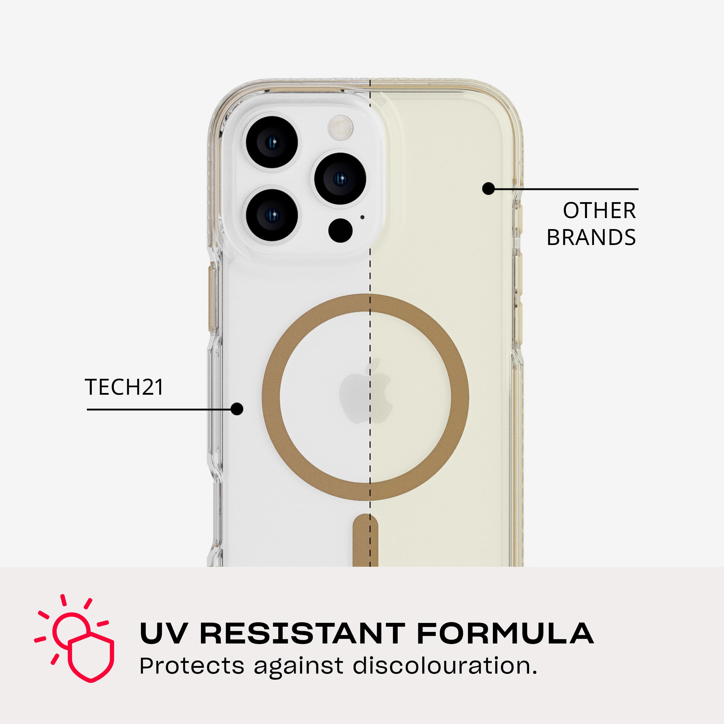 Foto 6 pulgar | Funda De Teléfono Tech21 Evocrystal Para Iphone 16 Pro Max Gold - Venta Internacional.