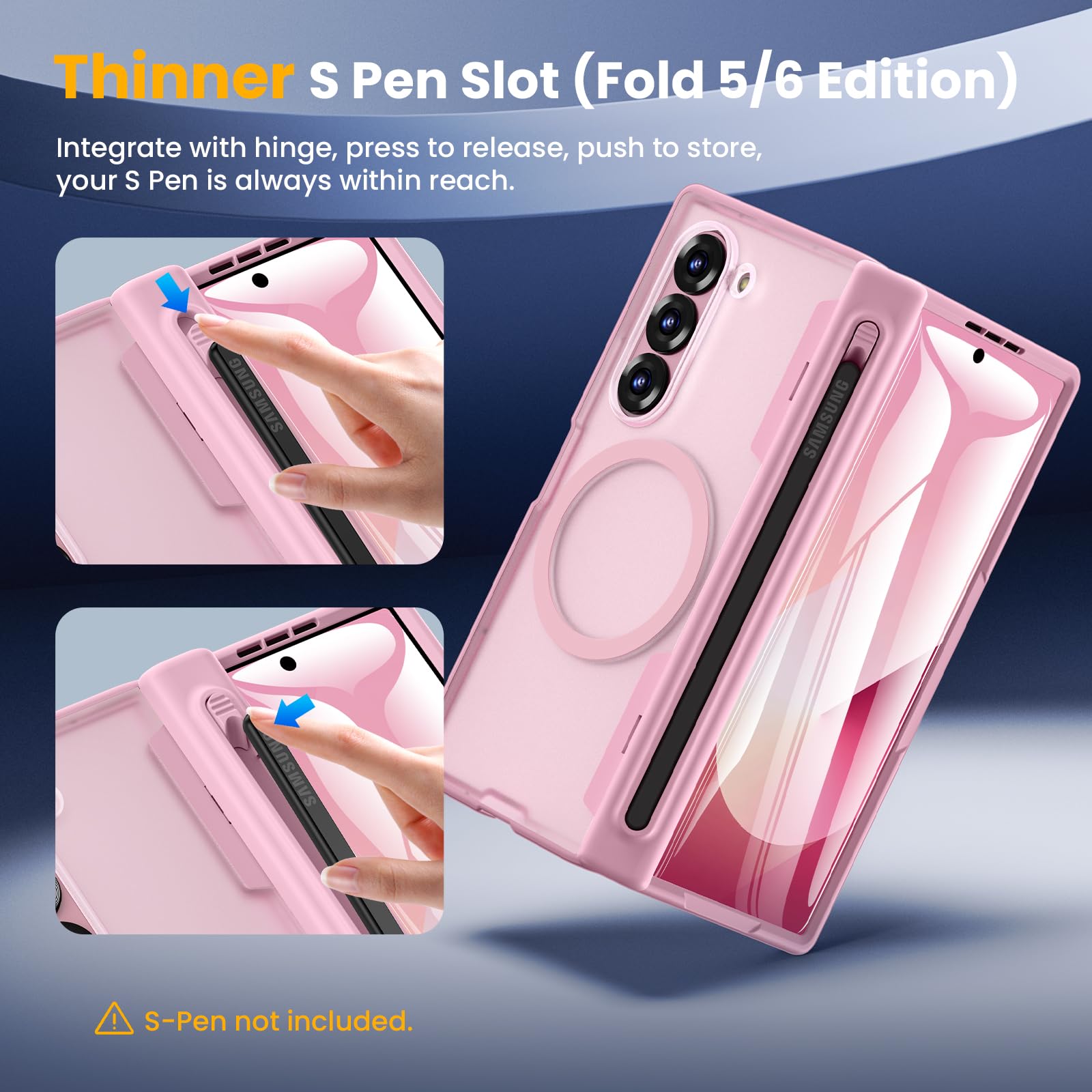 Foto 3 pulgar | Funda Caka Para Samsung Galaxy Z Fold 6 Con Soporte Para Bolígrafos, Color Rosa - Venta Internacional.