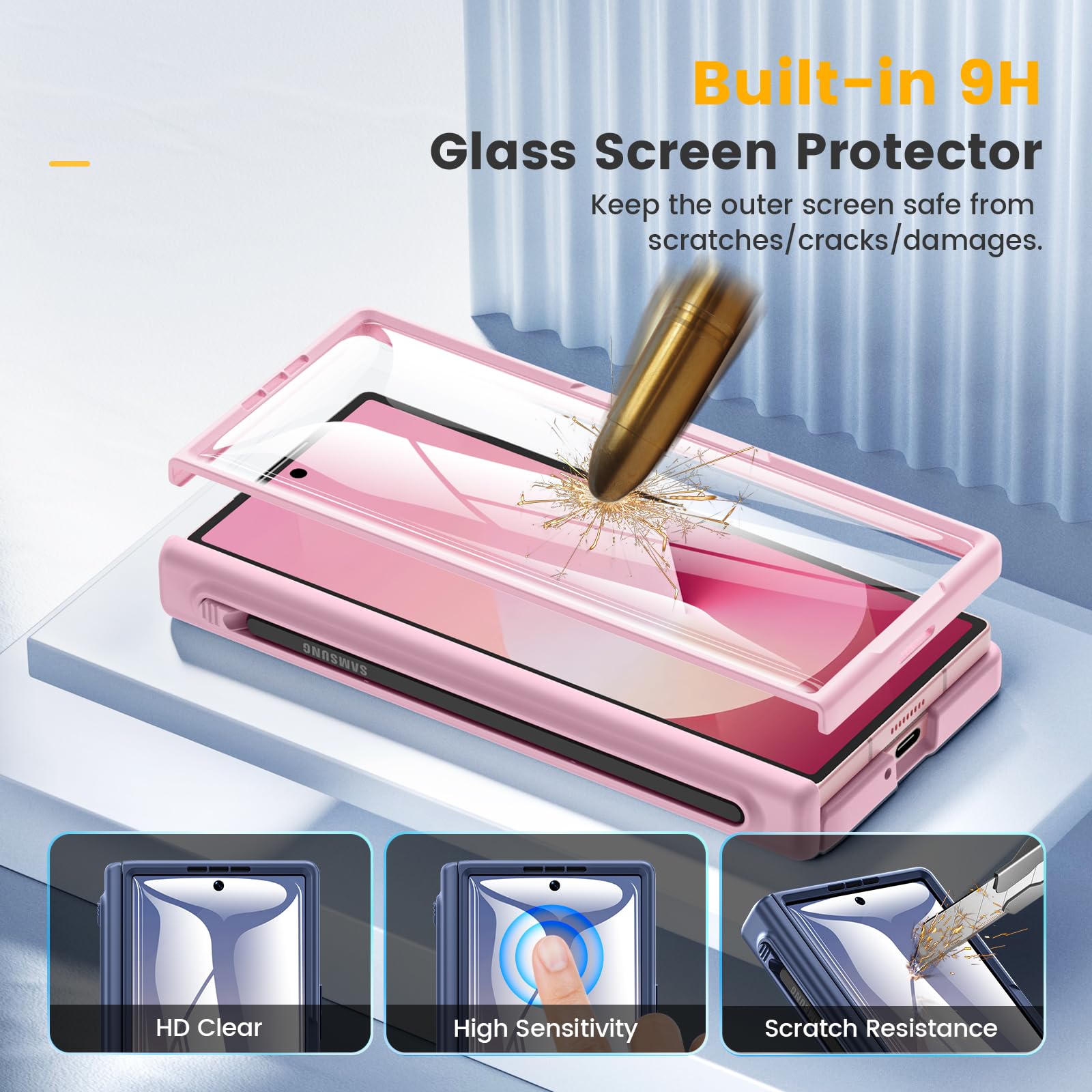 Foto 7 pulgar | Funda Caka Para Samsung Galaxy Z Fold 6 Con Soporte Para Bolígrafos, Color Rosa - Venta Internacional.