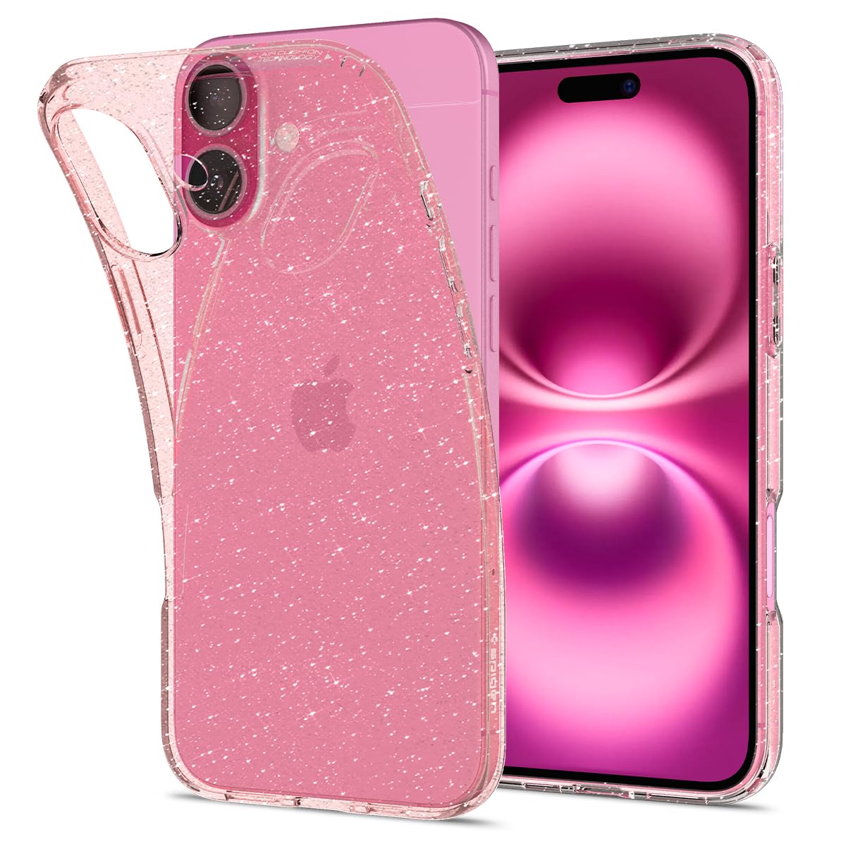 Foto 2 pulgar | Funda Spigen Para Iphone 16, Cristal Líquido, Purpurina, Cuarzo Rosa - Venta Internacional.