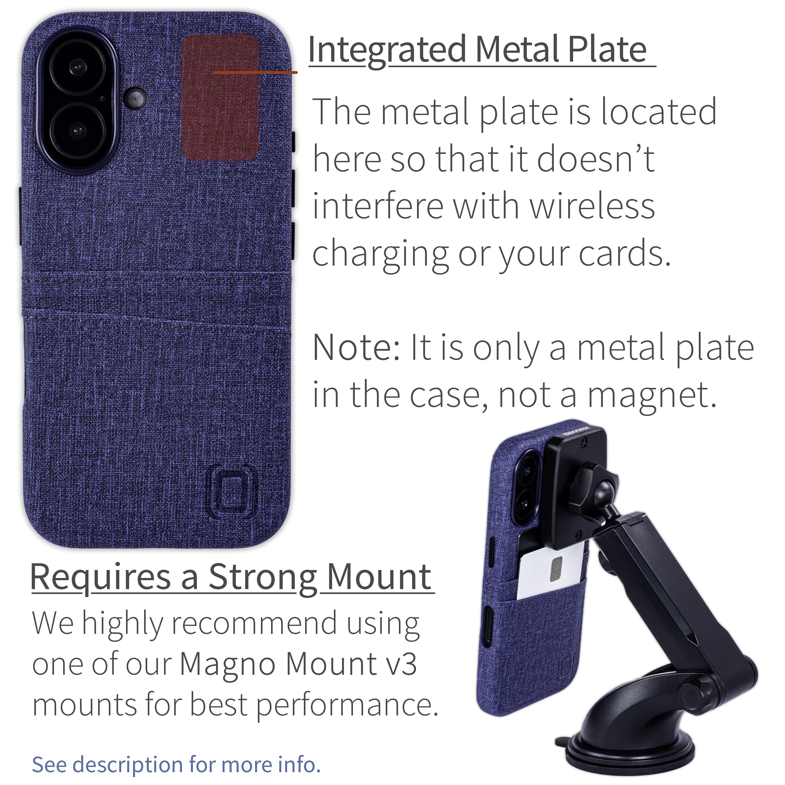 Foto 5 pulgar | Tarjetero Dockem M2 Luxe De Piel Sintética Estilo Lona Para Iphone 16, Color Azul - Venta Internacional.