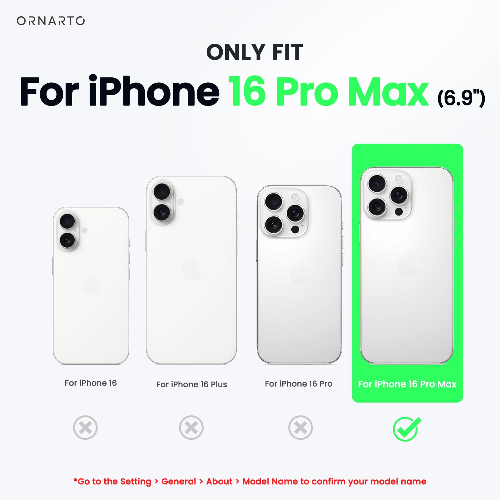 Foto 2 | Funda De Teléfono Ornarto Compatible Con Iphone 16 Pro Max De 6.9'' - Venta Internacional.