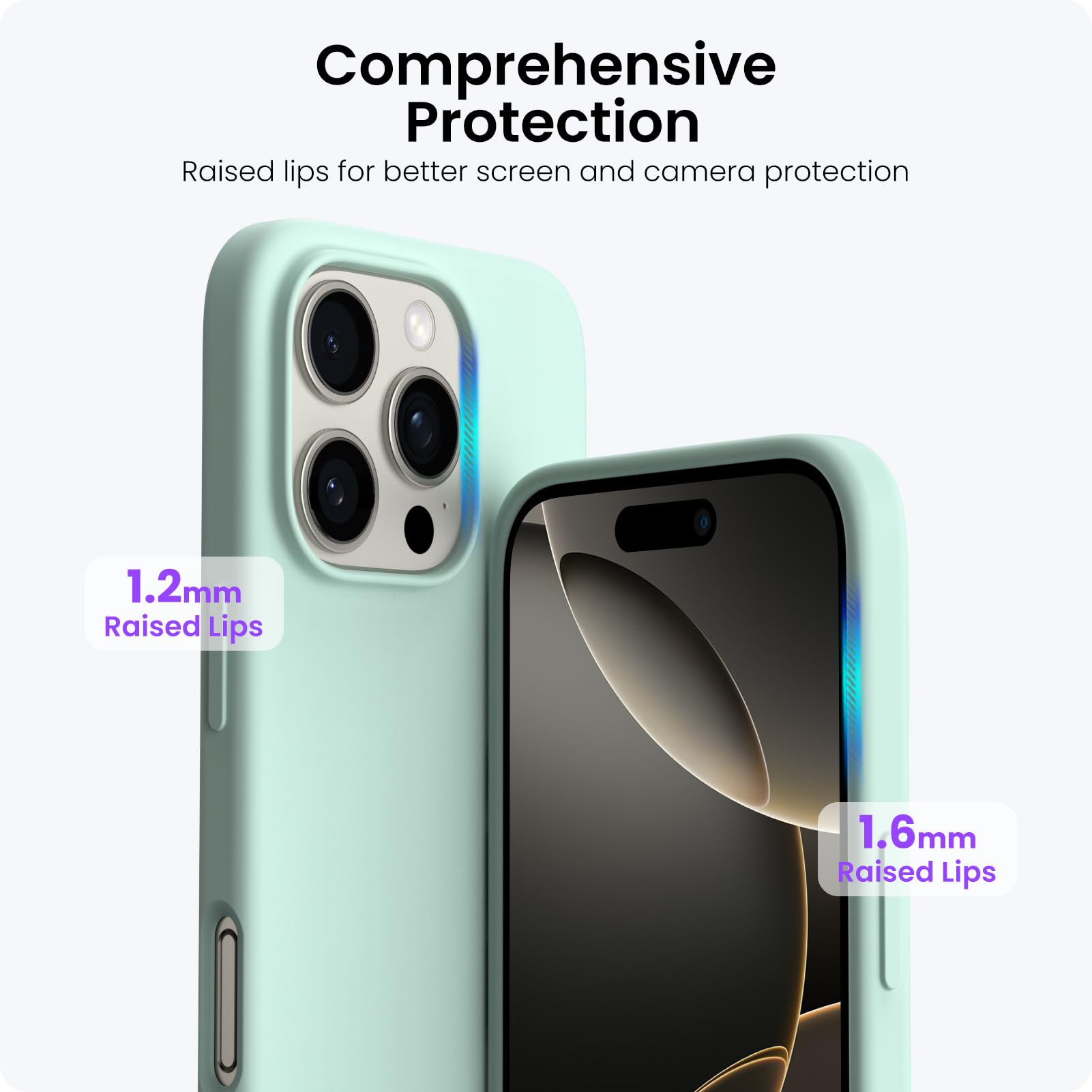 Foto 5 pulgar | Funda De Teléfono Ornarto Compatible Con Iphone 16 Pro 6.3 - Verde Menta - Venta Internacional.