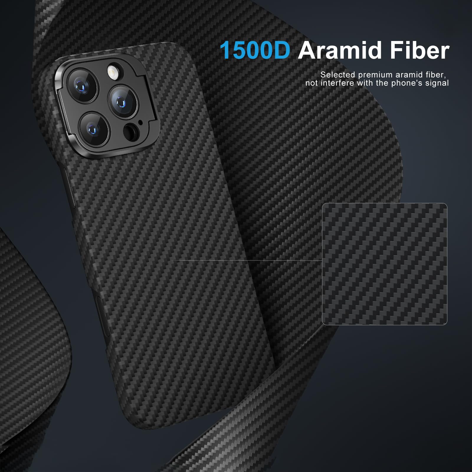 Foto 2 | Funda Memumi Para Iphone 16 Pro Max De Fibra De Carbono Con Soporte, Color Negro - Venta Internacional.