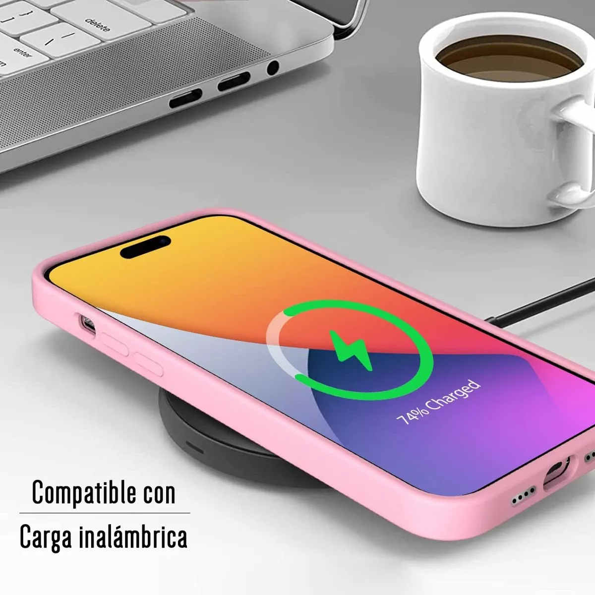 Foto 6 pulgar | Funda Para Iphone 14 Pro Silicon Interior Afelpado Con Mica