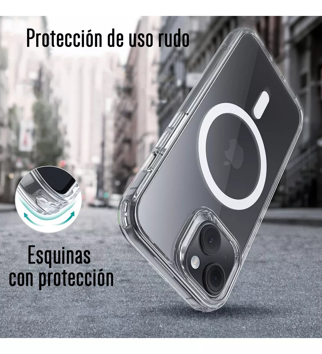 Foto 4 pulgar | Funda Para Iphone 15 Plus Con Magsafe Resistente A Caídas Transparente Magsafe Clear