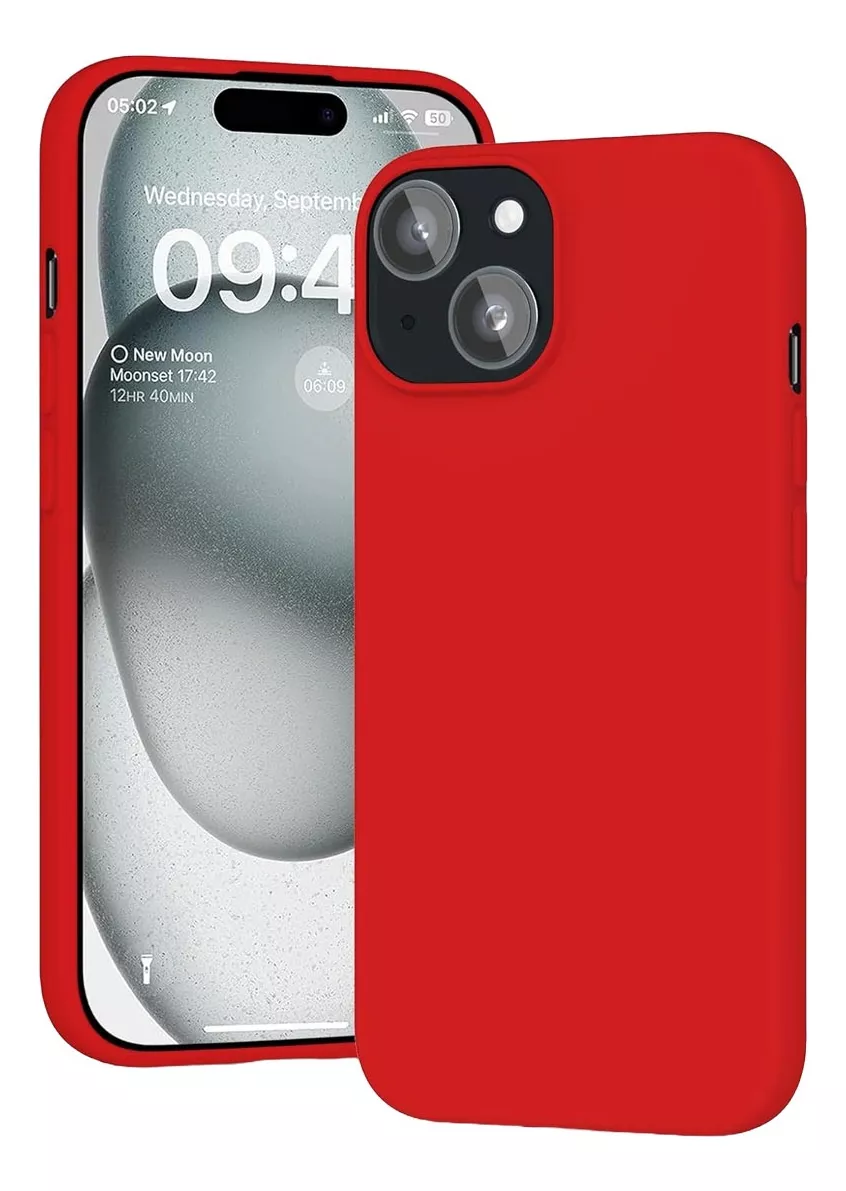 Foto 2 pulgar | Funda Para Iphone 14 Silicon Interior Afelpado Antigolpes Suave Rojo