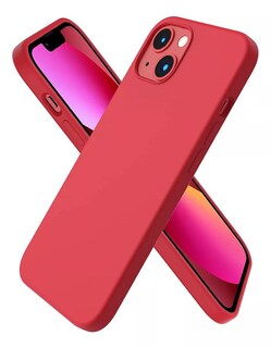 Foto 2 | Funda Para Iphone 14 Silicon Interior Afelpado Antigolpes Suave Rojo