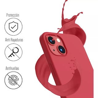 Foto 5 | Funda Para Iphone 14 Silicon Interior Afelpado Antigolpes Suave Rojo