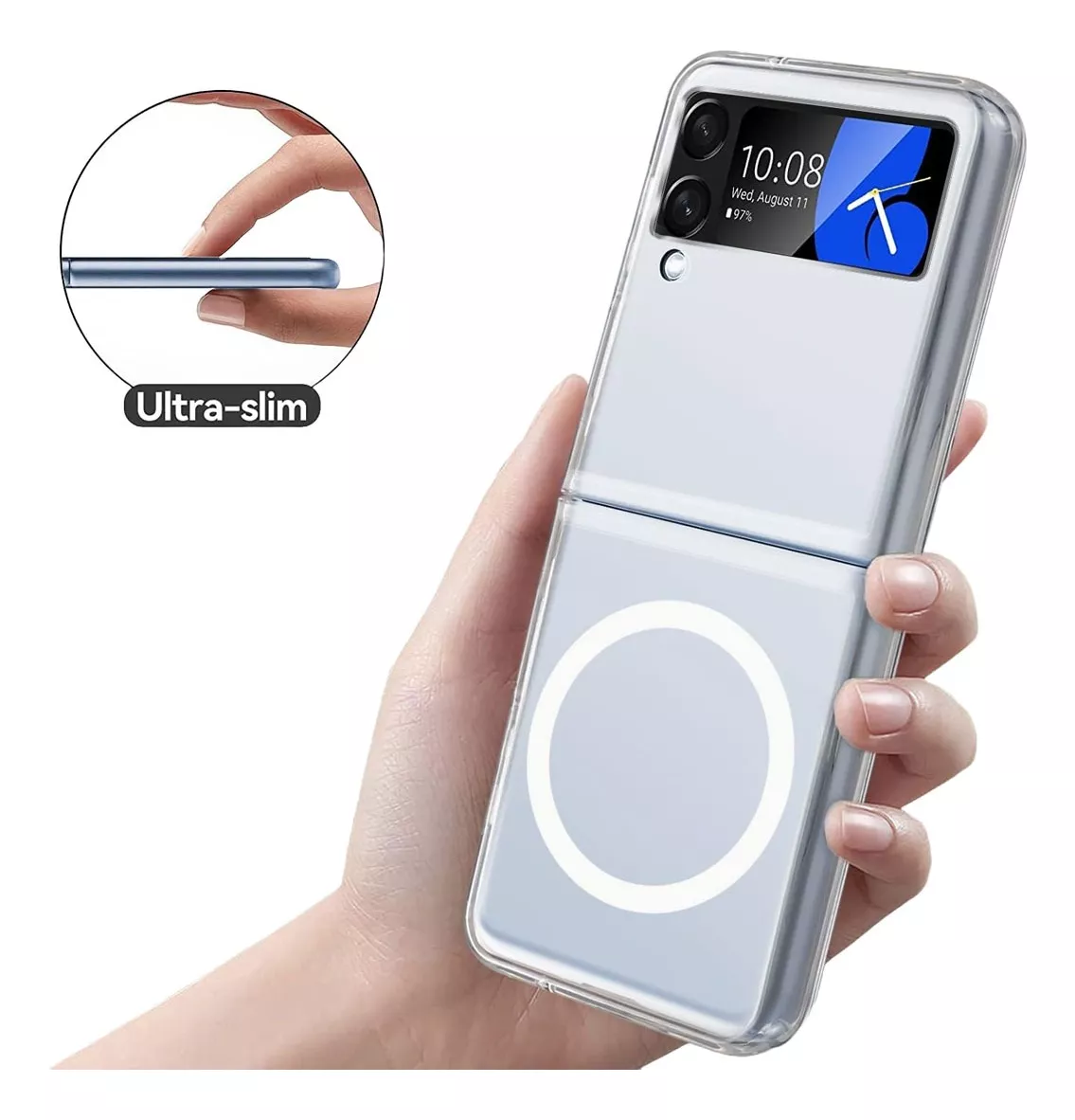 Foto 4 pulgar | Funda Para Galaxy Z Flip 5 Con Magsafe Protección Militar Transparente Magsafe Clear