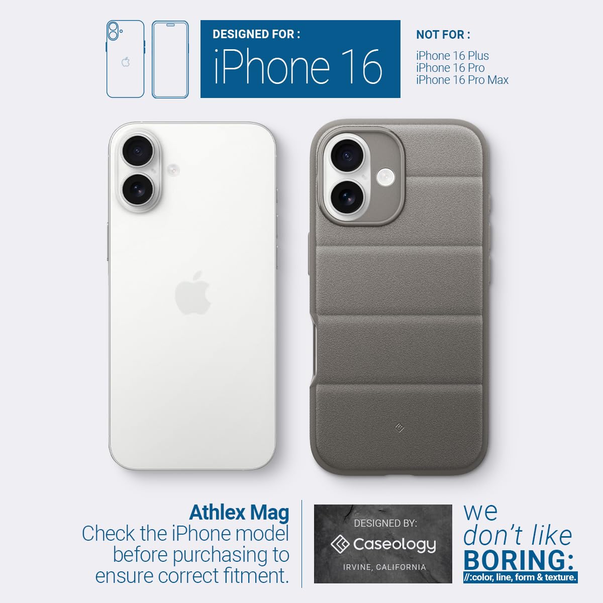 Foto 2 | Funda Caseology Athlex Mag para iPhone 16 con Magsafe Gray - Venta Internacional