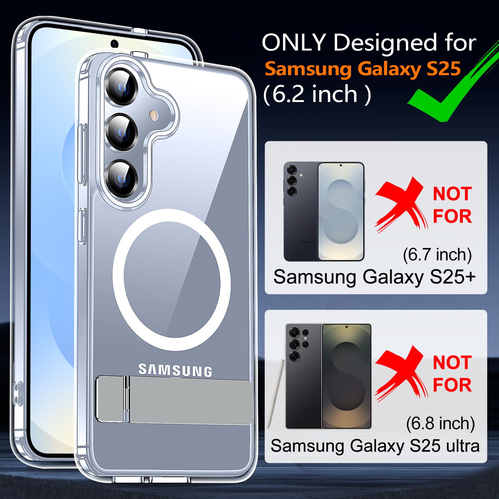 Foto 3 pulgar | Funda De Teléfono Xiwxi Para Samsung Galaxy S25 Con Soporte Transparente - Venta Internacional.
