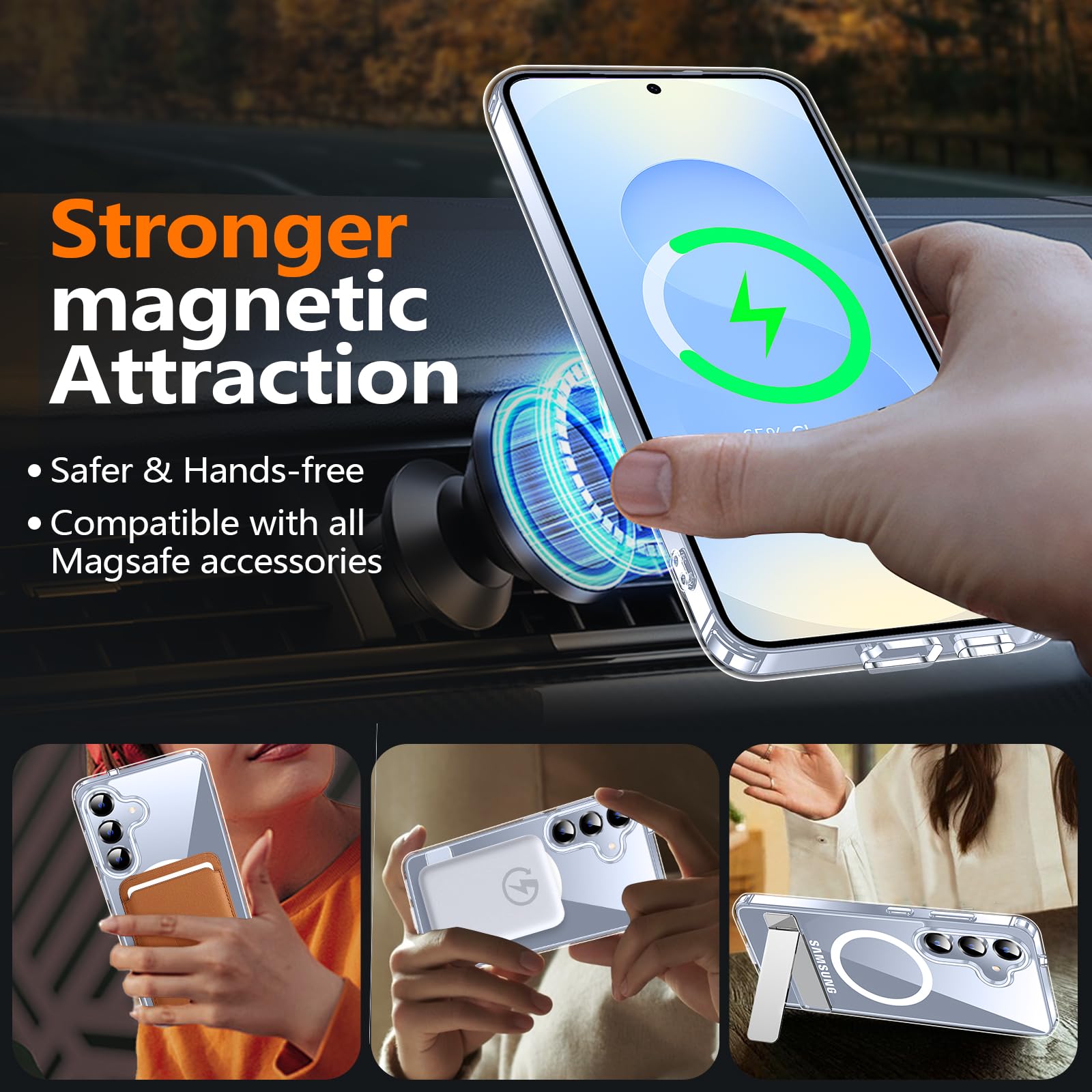 Foto 4 pulgar | Funda De Teléfono Xiwxi Para Samsung Galaxy S25 Con Soporte Transparente - Venta Internacional.