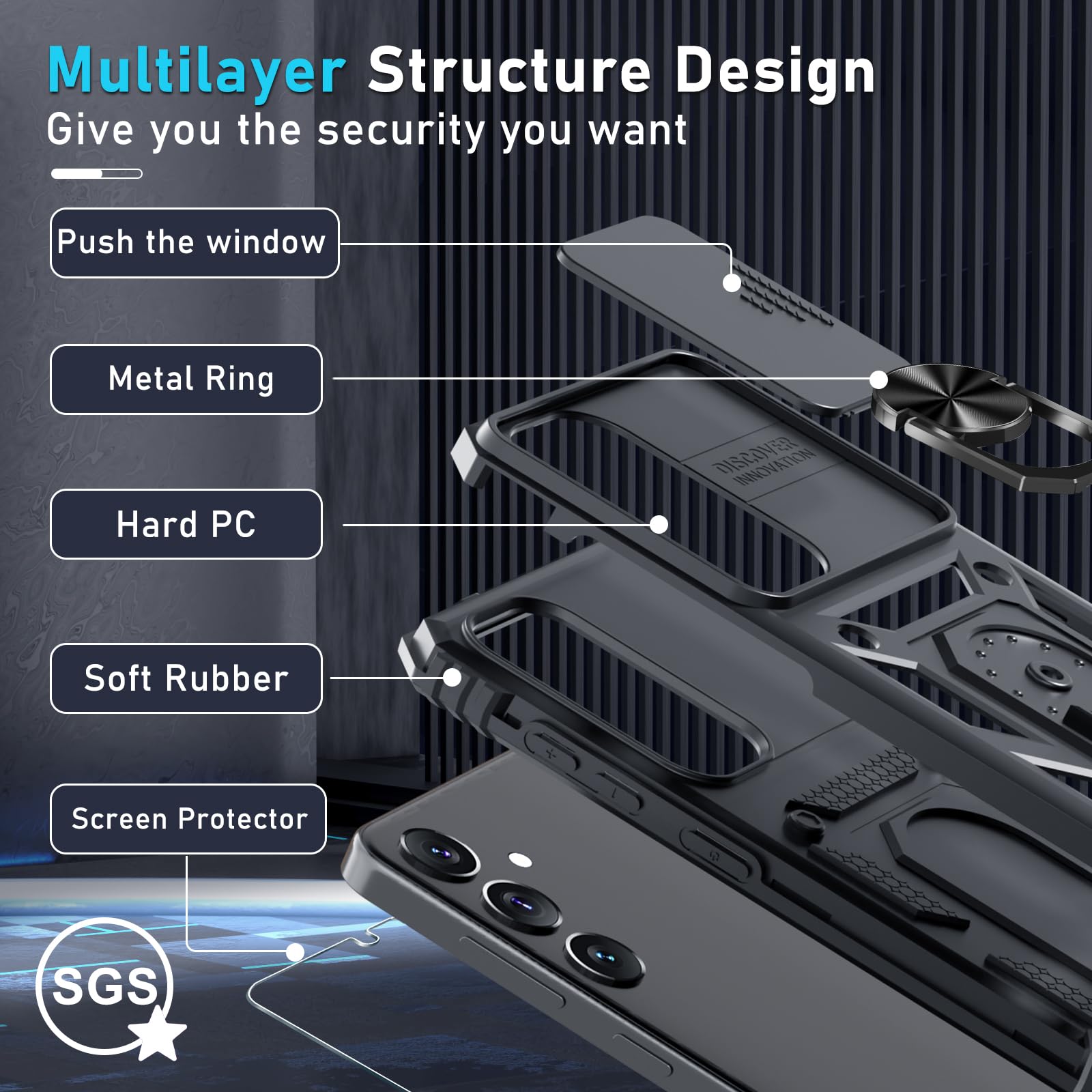 Foto 5 pulgar | Funda De Teléfono Janmitta Compatible Con Samsung Galaxy S25/s24 Negra - Venta Internacional.