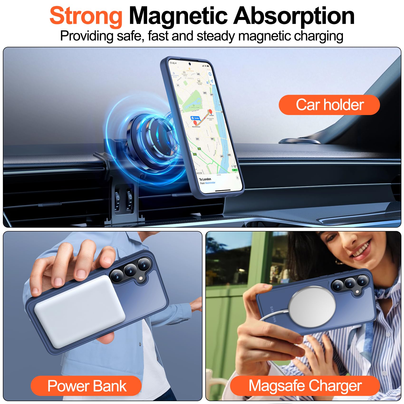 Foto 7 pulgar | Funda Mozoter Para Samsung Galaxy S25 Plus Con Magsafe Blue - Venta Internacional.