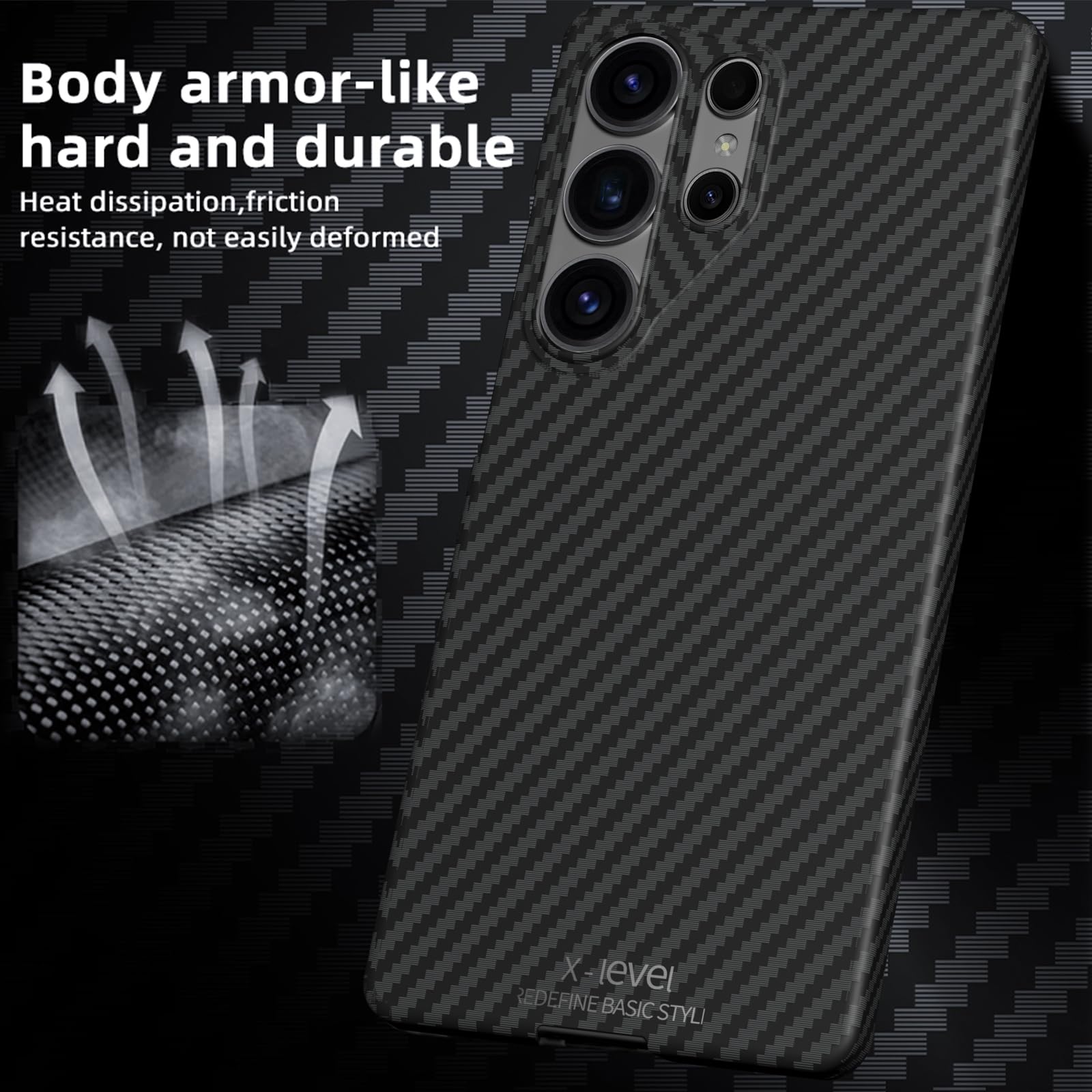 Foto 4 pulgar | Funda De Teléfono De Fibra De Carbono Con Diseño De Nivel X Para Samsung S25 Ultra - Venta Internacional.