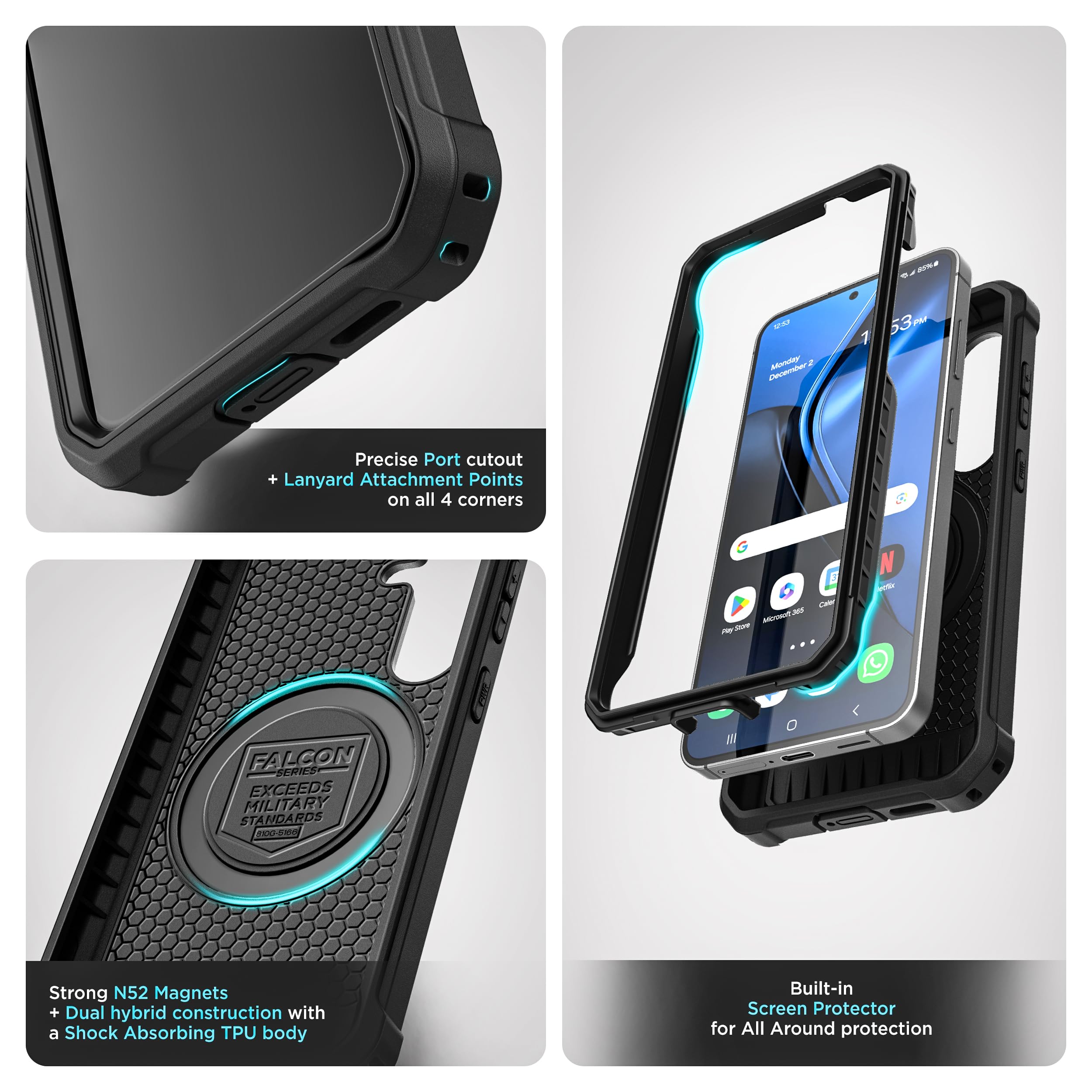 Foto 4 pulgar | Funda De Cinturón Compatible Con Falcon Para Samsung Galaxy S25 Con Cristal - Venta Internacional.
