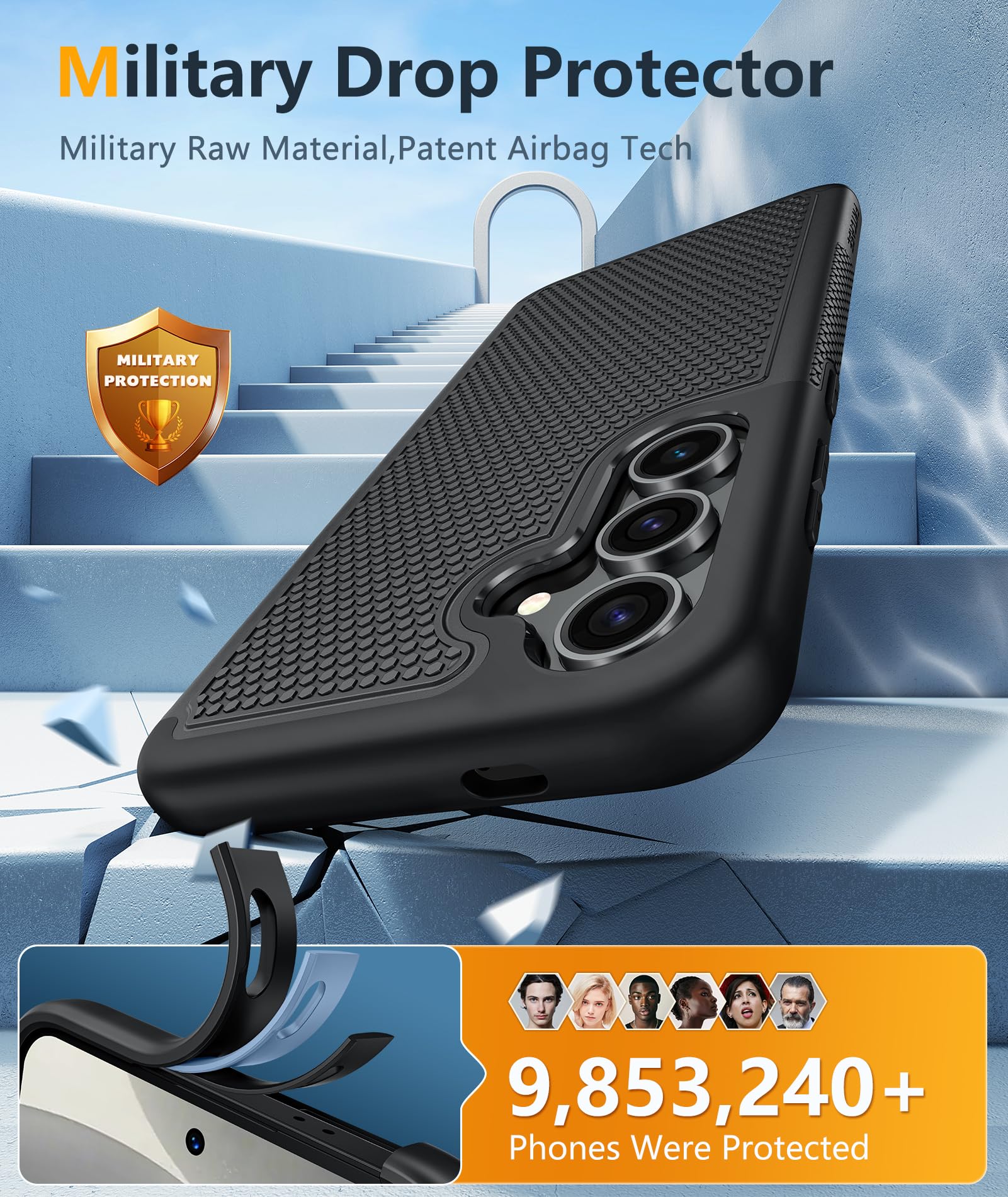 Foto 5 pulgar | Funda De Teléfono Fntcase Para Samsung Galaxy S25-plus A Prueba De Golpes, Negra - Venta Internacional.