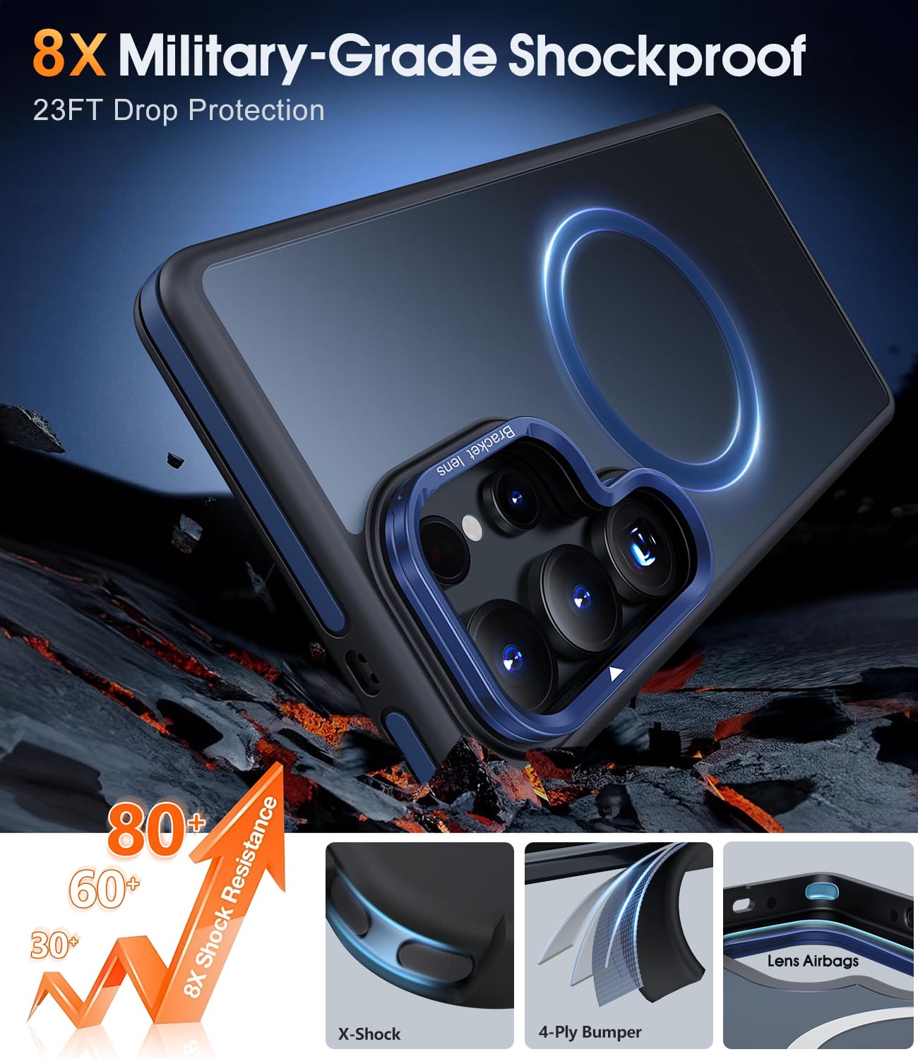 Foto 6 pulgar | Funda De Teléfono Jame Para Samsung Galaxy S25 Ultra Magnetic Blue - Venta Internacional.