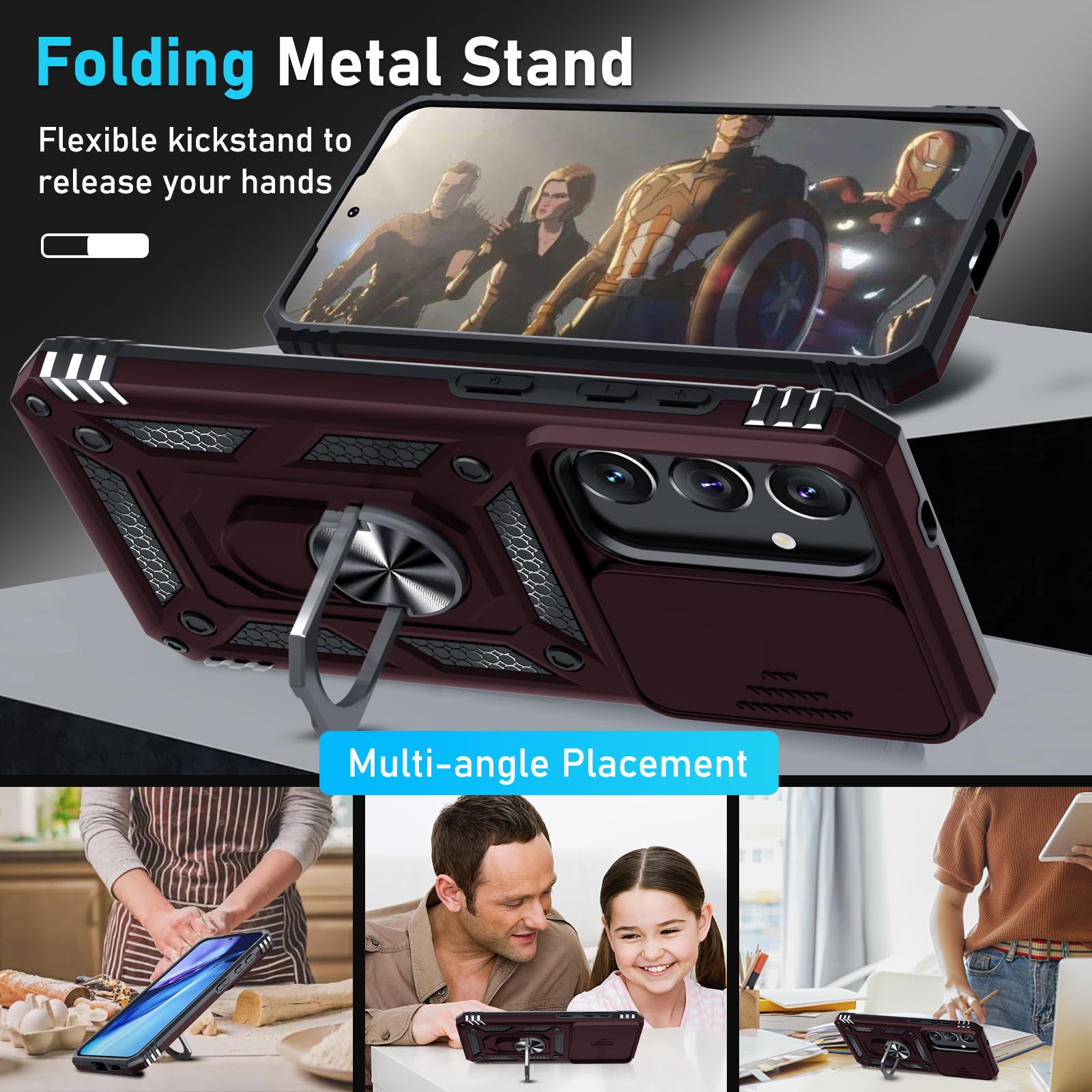 Foto 3 pulgar | Funda De Teléfono Compatible Con Janmitta Para Samsung Galaxy S24, Color Rojo Vino - Venta Internacional.